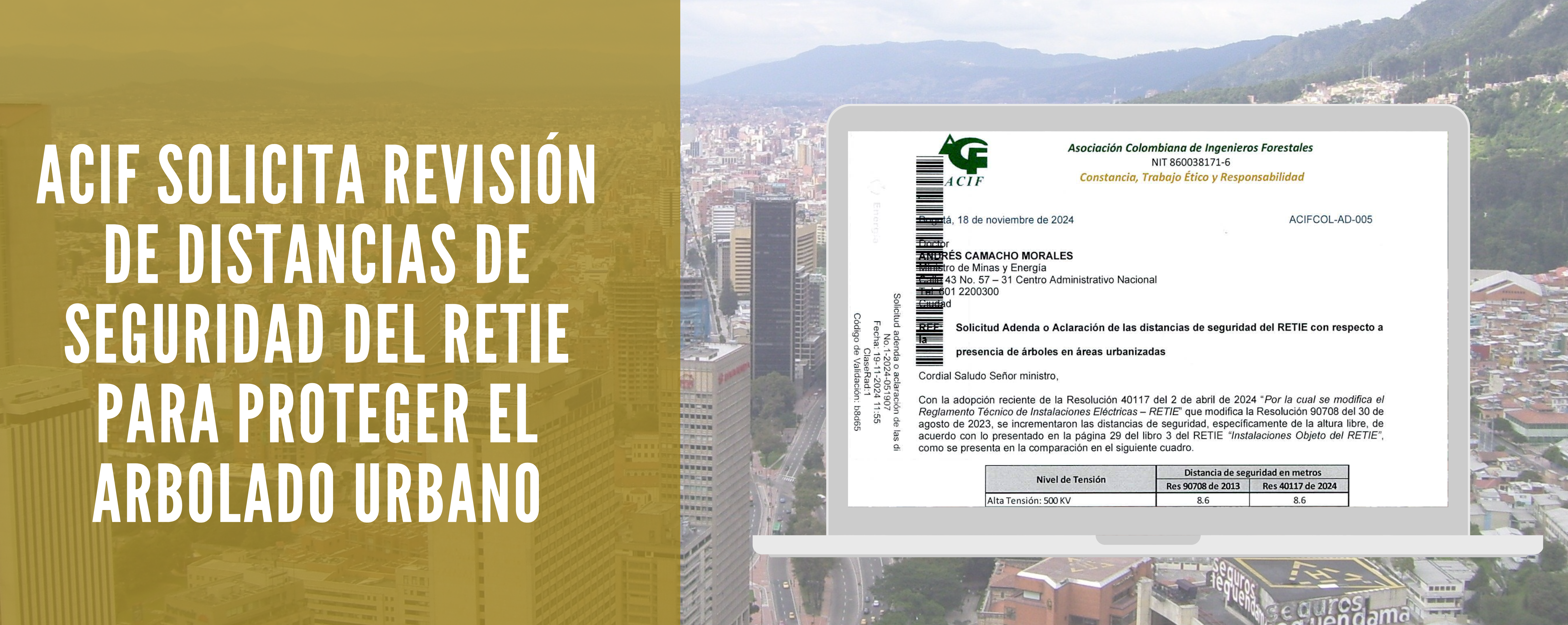 ACIF Solicita Revisión de Distancias de Seguridad del RETIE para Proteger el Arbolado Urbano
